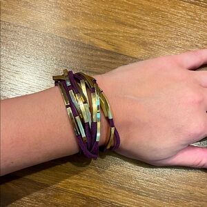 2/$15❤️❤️Purple & gold leather boho bracelet